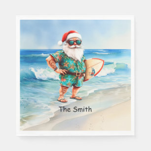 SANTA CLAUS is Surfing Beach Achtergrond Servet