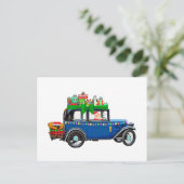 Santa Claus Jalopy Briefkaart (Staand voorkant)