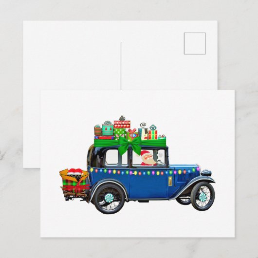 Santa Claus Jalopy Briefkaart (Voorkant / Achterkant)