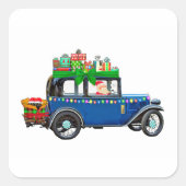 Santa Claus Jalopy Vierkante Sticker (Voorkant)