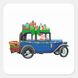 Santa Claus Jalopy Vierkante Sticker