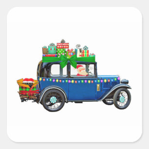 Santa Claus Jalopy Vierkante Sticker
