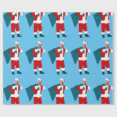 santa claus joe biden blauwe kerst cadeaupapier (Vlak)