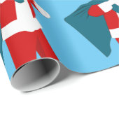 santa claus joe biden blauwe kerst cadeaupapier (Rol Hoek)