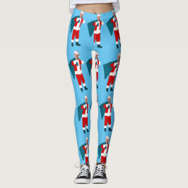 santa claus joe biden blauwe kerst leggings