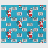 santa claus joe biden blue xmas wit cadeaupapier (Vlak)