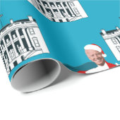 santa claus joe biden blue xmas wit cadeaupapier (Rol Hoek)