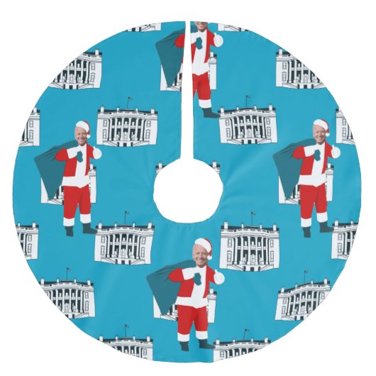 santa claus joe biden blue xmas wit kerstboom rok (Voorkant)