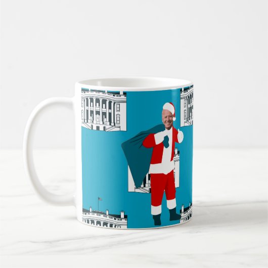 santa claus joe biden blue xmas wit koffiemok (Links)