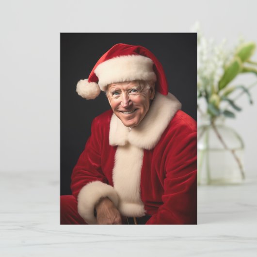 Santa Claus Joe Biden Feestdagenkaart (Staand voorkant)
