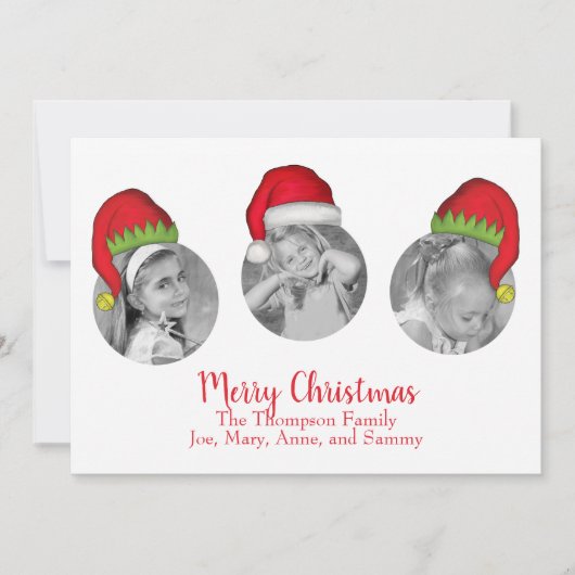 Santa Claus Jolly Elf Whimsical North Pole 3 Feestdagenkaart (Voorkant)