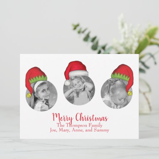 Santa Claus Jolly Elf Whimsical North Pole 3 Feestdagenkaart (Staand voorkant)