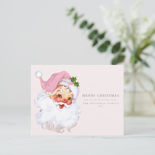 Santa Claus Jolly Retro Vakantie Briefkaart (Staand voorkant)