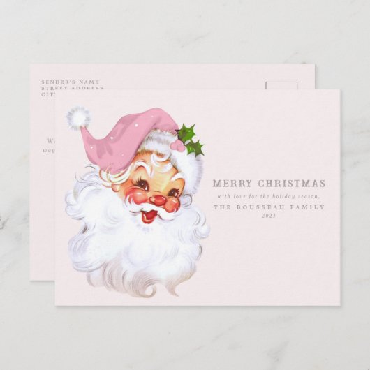 Santa Claus Jolly Retro Vakantie Briefkaart (Voorkant / Achterkant)