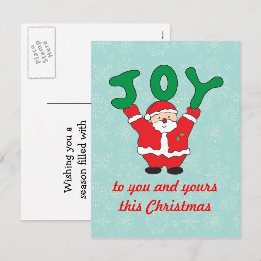 Santa Claus Joy Christmas Briefkaart (Voorkant / Achterkant)
