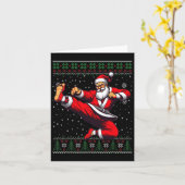 Santa Claus Karate Martial Arts Ugly Christmas Swe Kaart (Gele Bloem)