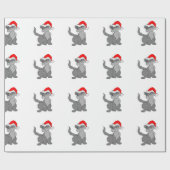 Santa Claus-kat met een rode kersthoed Cadeaupapier (Vlak)