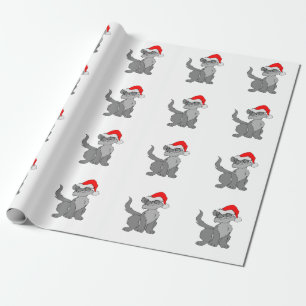 Santa Claus-kat met een rode kersthoed Cadeaupapier