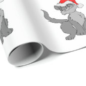 Santa Claus-kat met een rode kersthoed Cadeaupapier (Rol Hoek)