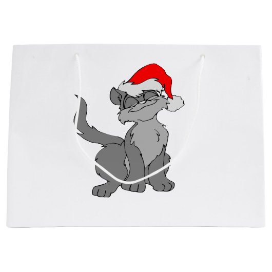 Santa Claus-kat met een rode kersthoed Groot Cadeauzakje (Voorkant)