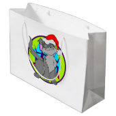 Santa Claus-kat met een rode kersthoed Groot Cadeauzakje (Achterkant Gekanteld)