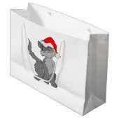Santa Claus-kat met een rode kersthoed Groot Cadeauzakje (Voorkant Gekanteld)