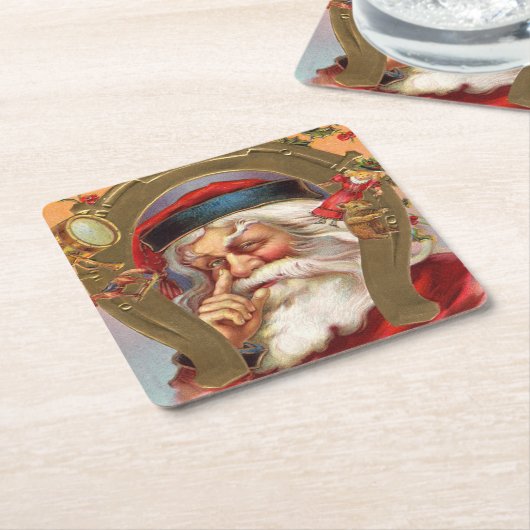 Santa Claus kent Kerstmis Kartonnen Onderzetters (Schuin)