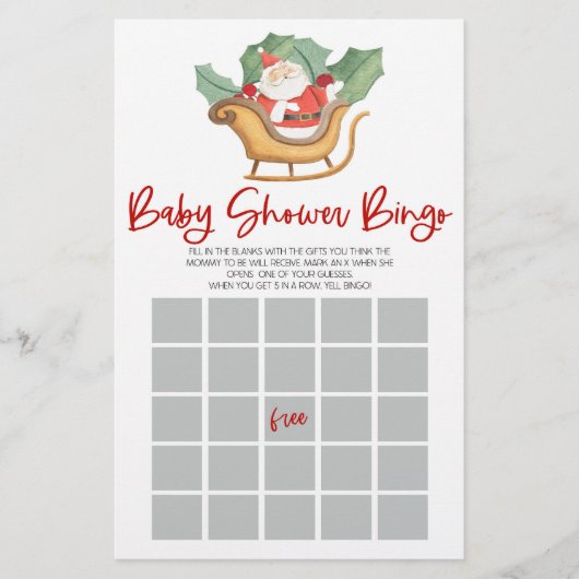 Santa Claus Kerst Bingo Baby shower Spel Briefpapier (Voorkant)