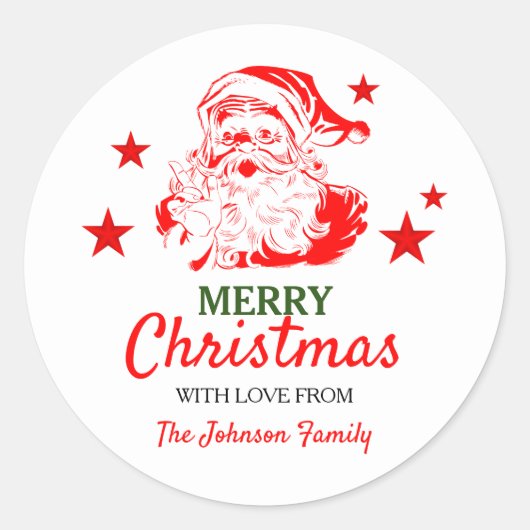 Santa Claus kerstcadeau, speciaal aangepast Ronde Sticker (Voorkant)