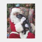 Santa Claus Kerstcute Puppy Black Labrador Fleece Deken (Voorkant)