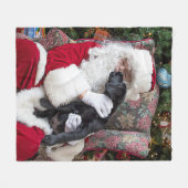 Santa Claus Kerstcute Puppy Black Labrador Fleece Deken (Voorkant (Horizontaal))