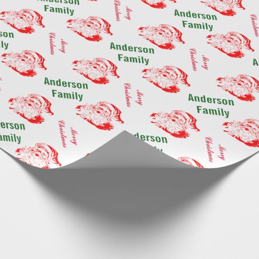 Santa Claus kerstfeestdag monogram Cadeaupapier (Hoek)