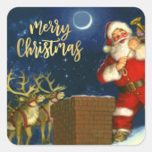 Santa Claus Kerstmis Kaart Envelope Vierkante Sticker (Voorkant)