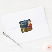Santa Claus Kerstmis Kaart Envelope Vierkante Sticker (Envelop)