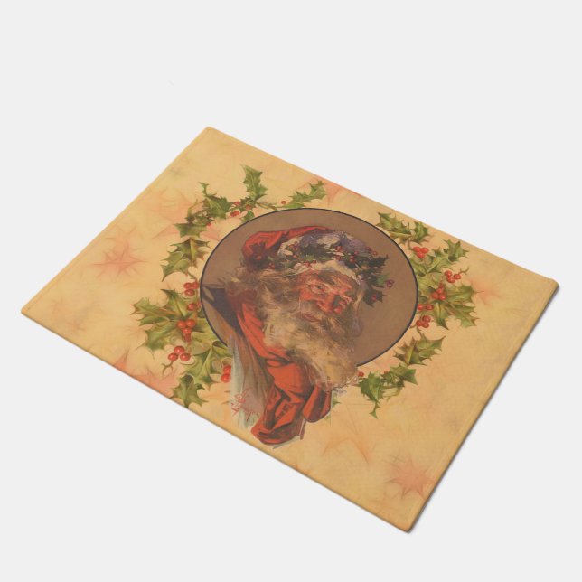 Santa Claus Kerstmis  portret Deurmat (Schuin)