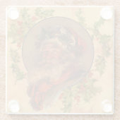 Santa Claus Kerstmis  portret Glazen Onderzetter (Achterkant)