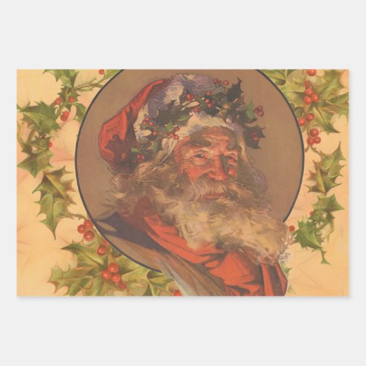 Santa Claus Kerstmis portret Inpakpapier Vel (Voorkant)