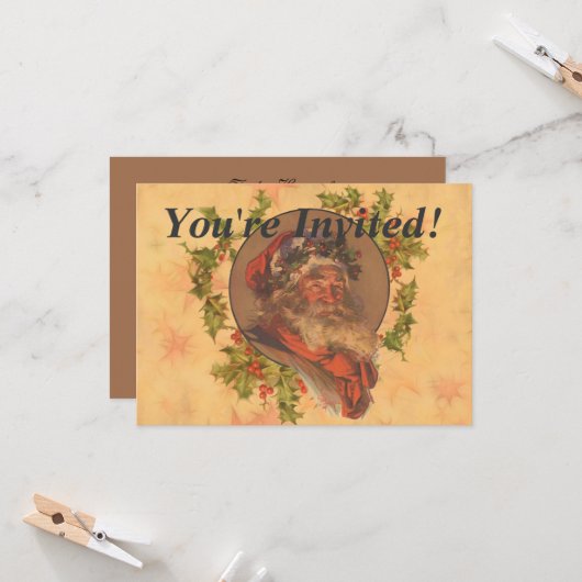 Santa Claus Kerstmis  portret Kaart (Voorkant / Achterkant in situ)
