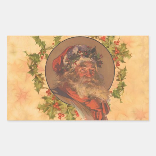 Santa Claus Kerstmis  portret Rechthoekige Sticker (Voorkant)