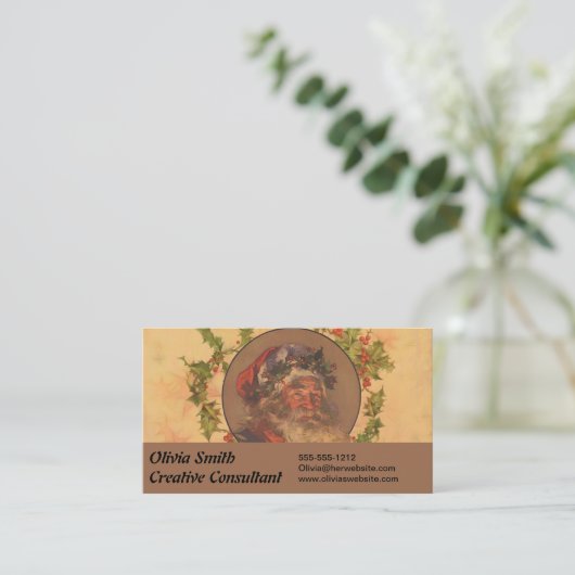 Santa Claus Kerstmis portret Visitekaartje (Staand voorkant)