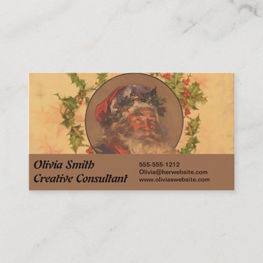 Santa Claus Kerstmis  portret Visitekaartje (Voorkant)