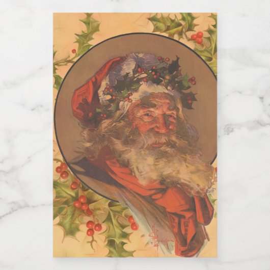 Santa Claus Kerstmis portret Voedselcontainer Etiket (Enkel label)