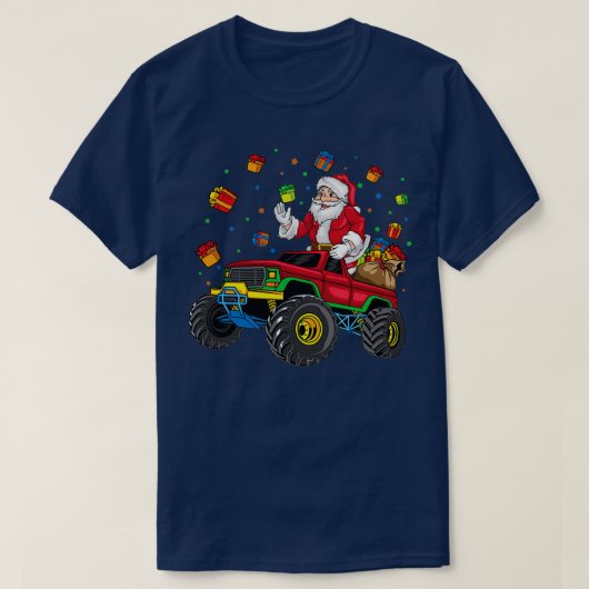 Santa claus Kerstmis Riding Monster Truck gift 2 T-shirt (Design voorkant)