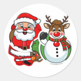 santa claus kerstmis ronde sticker