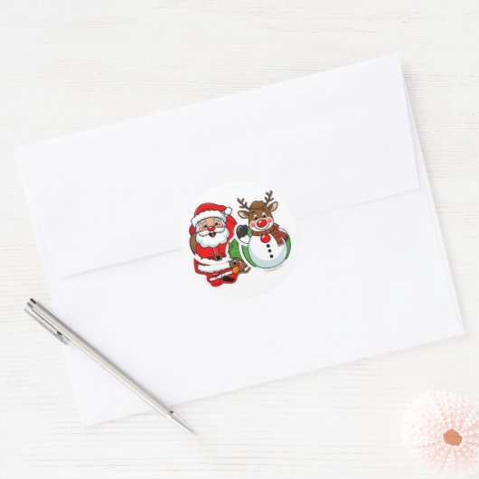 santa claus kerstmis ronde sticker (Envelop)