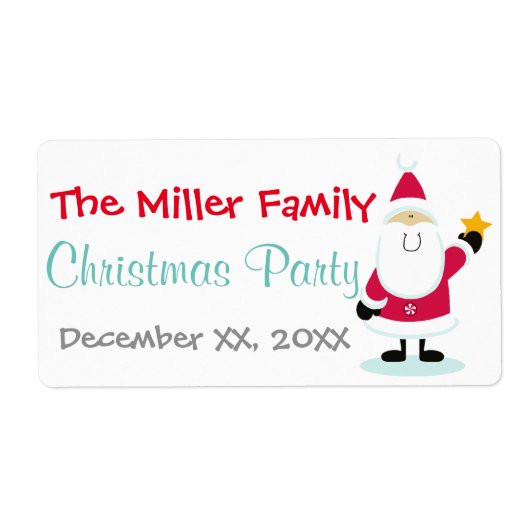 Santa Claus Kerstmis Vakantie Waterfles Etiketten (Voorkant)