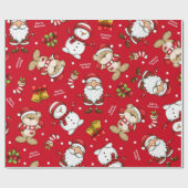 Santa Claus | Kerstrood omslagpapier Cadeaupapier (Vlak)