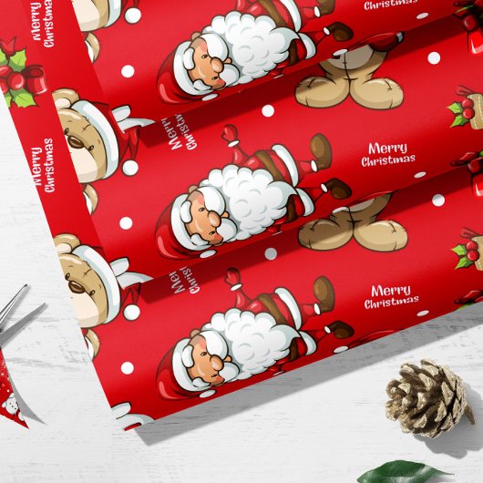 Santa Claus | Kerstrood omslagpapier Cadeaupapier