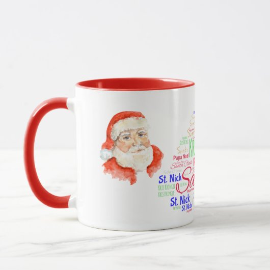 Santa Claus Kerstwoord Art Coffee Mok (Links)