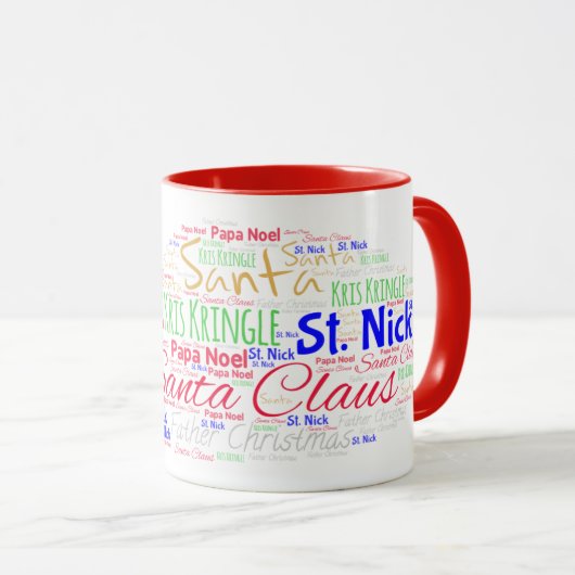 Santa Claus Kerstwoord Art Coffee Mok (Voorkant rechts)